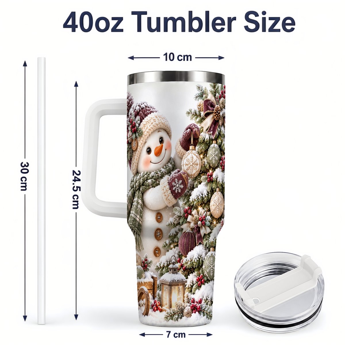 #pl[40oz|White] Christmas Snowman Decorating Tree Tumbler 40oz