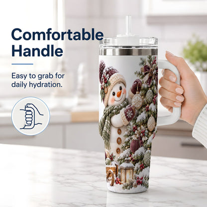 #pl[40oz|White] Christmas Snowman Decorating Tree Tumbler 40oz