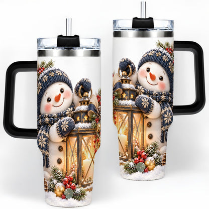 #pl[40oz|Black] Winter Snowman with Lantern Tumbler 40oz