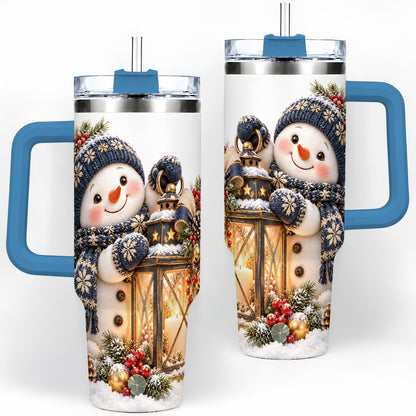 #pl[40oz|Blue] Winter Snowman with Lantern Tumbler 40oz