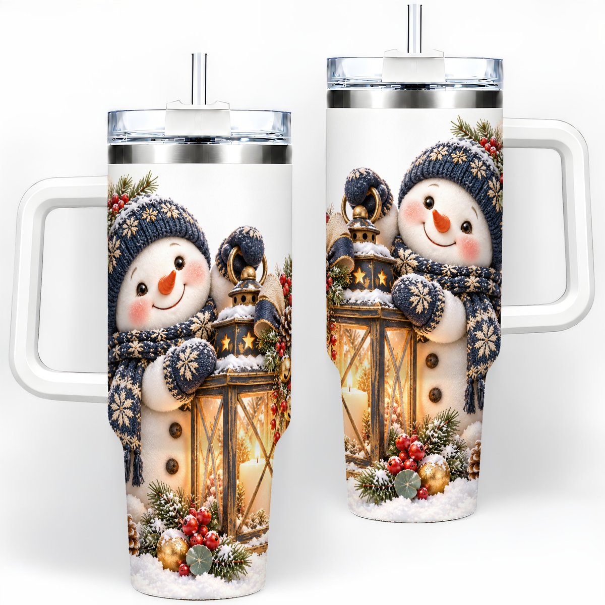 Winter Snowman with Lantern Tumbler 40oz