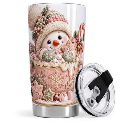 Christmas Snowman Tumbler 20oz, Hot Cocoa Illustration