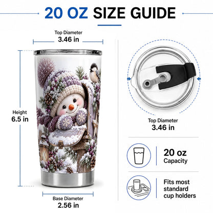 #pl[20oz|Steel] Winter Snowman Tumbler 20oz, Snowy Mailbox Scene