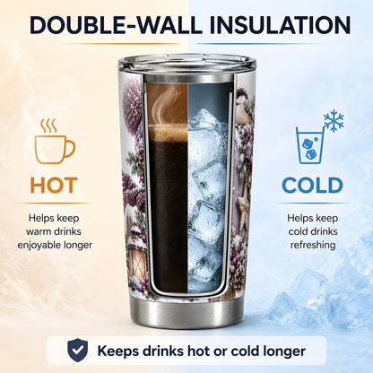 Winter Snowman Tumbler 20oz, Snowy Mailbox Scene
