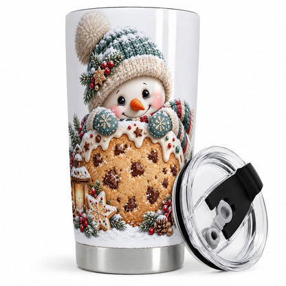 Christmas Snowman Tumbler 20oz, Frosted Cookie Art