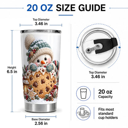 #pl[20oz|Steel] Christmas Snowman Tumbler 20oz, Frosted Cookie Art