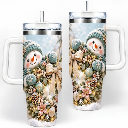 Christmas Snowman with Wreath Tumbler 40oz