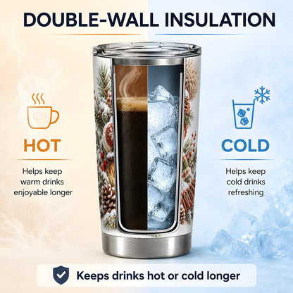 Christmas Snowman Tumbler 20oz, Cozy Lantern Art