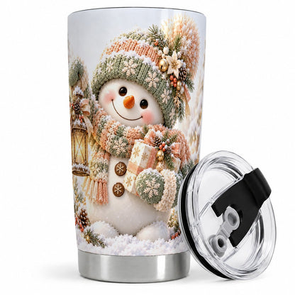 Christmas Snowman Tumbler 20oz, Pastel Lantern Art