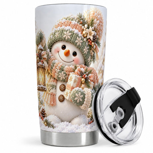 Christmas Snowman Tumbler 20oz, Pastel Lantern Art