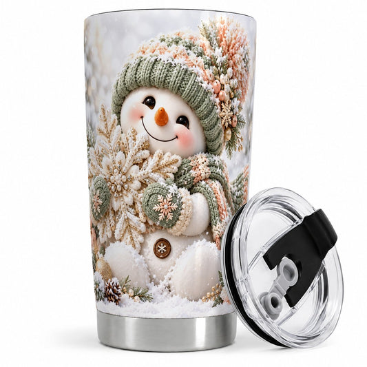 Christmas Snowman Tumbler 20oz, Ornate Snowflake Art