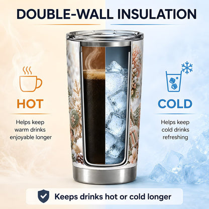 Christmas Snowman Tumbler 20oz, Ornate Snowflake Art