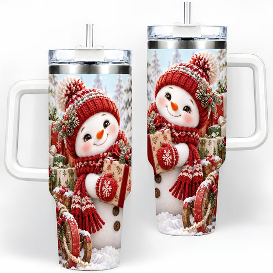 Christmas Snowman Tumbler 40oz, Knitted-Look Artwork