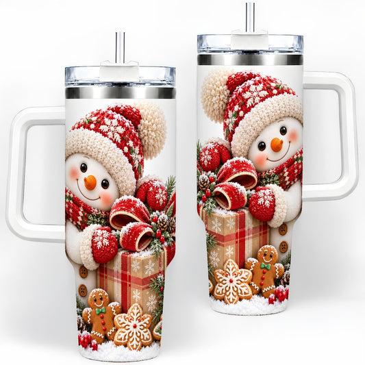 Christmas Snowman Tumbler 40oz, Gingerbread Cookie Artwork