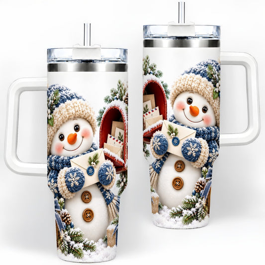 Winter Snowman Tumbler 40oz, Christmas Mailbox Artwork