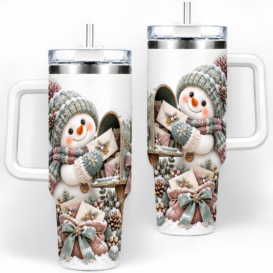 Christmas Snowman with Mailbox Tumbler 40oz, Knit-Look Art