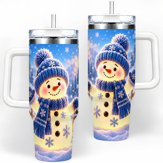 Winter Snowman with Lantern Tumbler 40oz, Glowing-Look Art