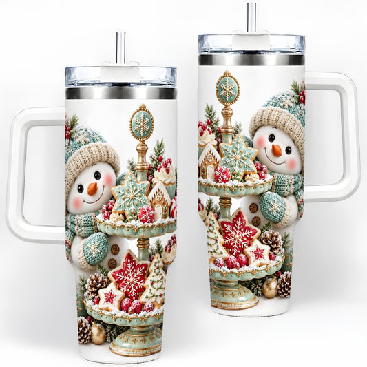 Christmas Snowman Cookies Tumbler 40oz, Winter Sweets Artwork