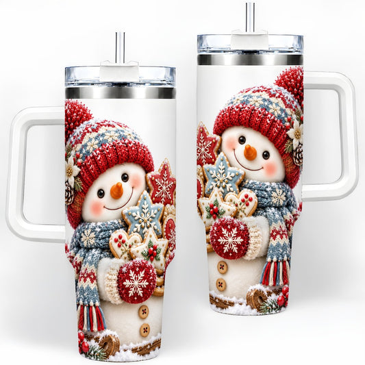Christmas Snowman Cookies Tumbler 40oz, Knit-Look Art