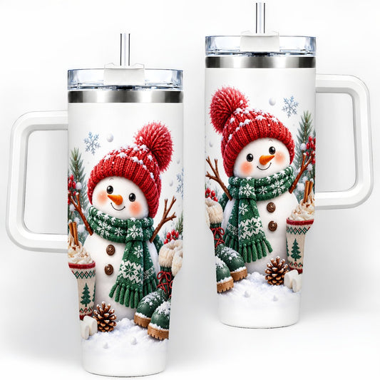 Christmas Snowman Tumbler 40oz, Cozy Cocoa and Boots Design