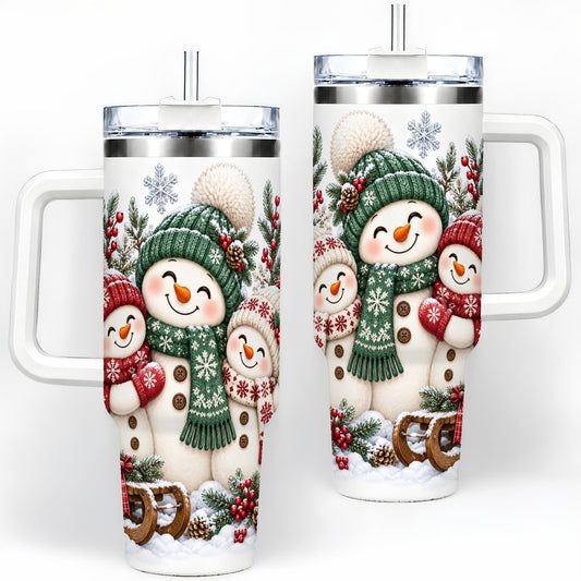 Snowman Trio Tumbler 40oz, Cozy Christmas Artwork