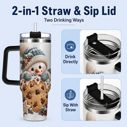#pl[40oz|Black] Christmas Snowman Tumbler 40oz, Frosted Cookie Art