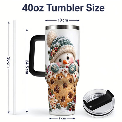 #pl[40oz|Black] Christmas Snowman Tumbler 40oz, Frosted Cookie Art
