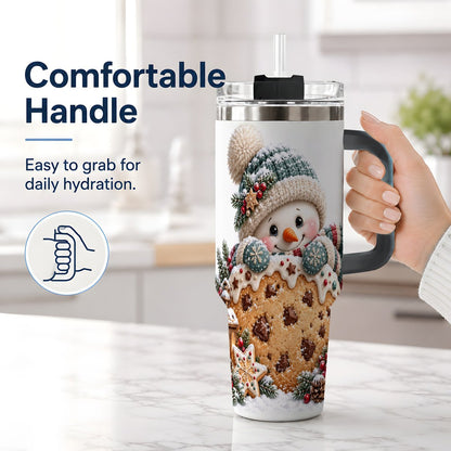 #pl[40oz|Black] Christmas Snowman Tumbler 40oz, Frosted Cookie Art