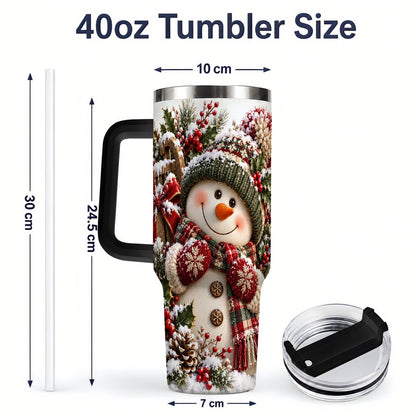 #pl[40oz|Black] Christmas Snowman Tumbler 40oz, Rustic Sled Scene