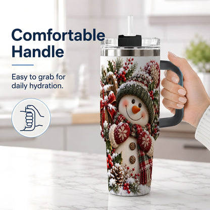 #pl[40oz|Black] Christmas Snowman Tumbler 40oz, Rustic Sled Scene