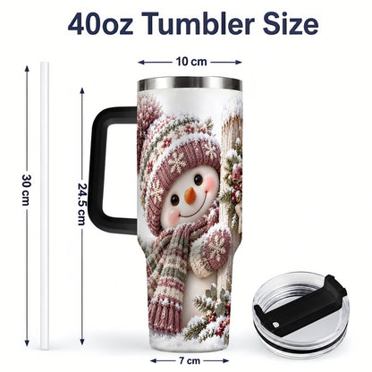 #pl[40oz|Black] Christmas Snowman Tumbler 40oz, Snowy Fence Art