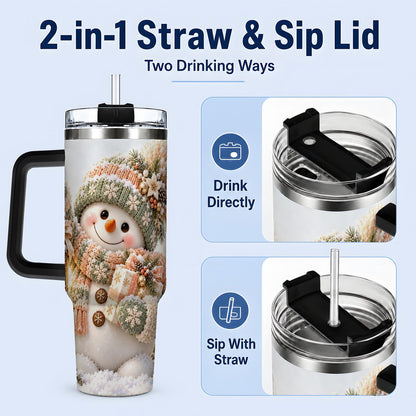#pl[40oz|Black] Christmas Snowman Tumbler 40oz, Pastel Lantern Art