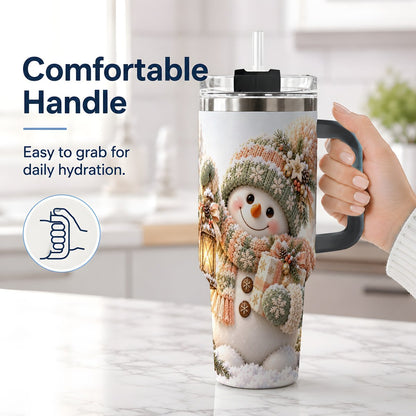 #pl[40oz|Black] Christmas Snowman Tumbler 40oz, Pastel Lantern Art