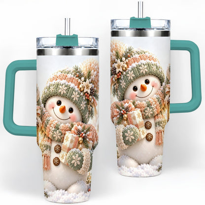 #pl[40oz|Green] Christmas Snowman Tumbler 40oz, Pastel Lantern Art