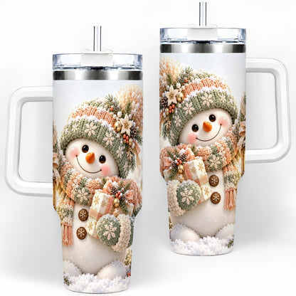 Christmas Snowman Tumbler 40oz, Pastel Lantern Art