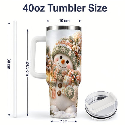#pl[40oz|White] Christmas Snowman Tumbler 40oz, Pastel Lantern Art