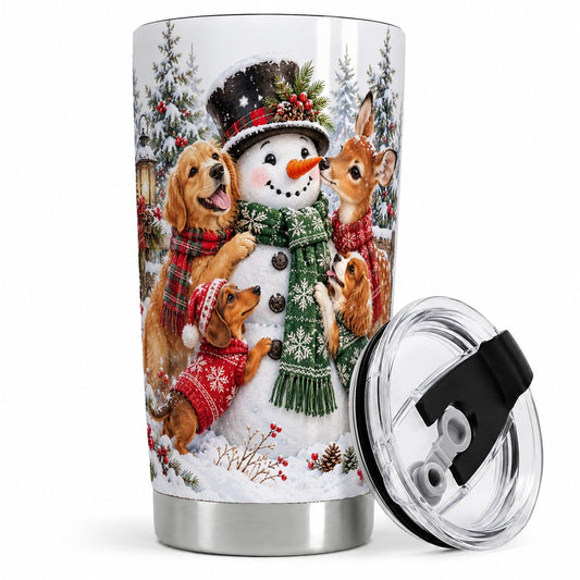 Christmas Snowman and Animal Friends Tumbler 20oz