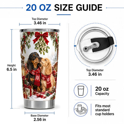 #pl[20oz|Steel] Christmas Dog Couple Tumbler 20oz, Mistletoe Artwork