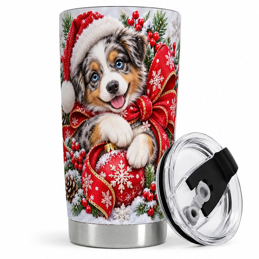 Christmas Australian Shepherd Tumbler 20oz, Ornament Artwork