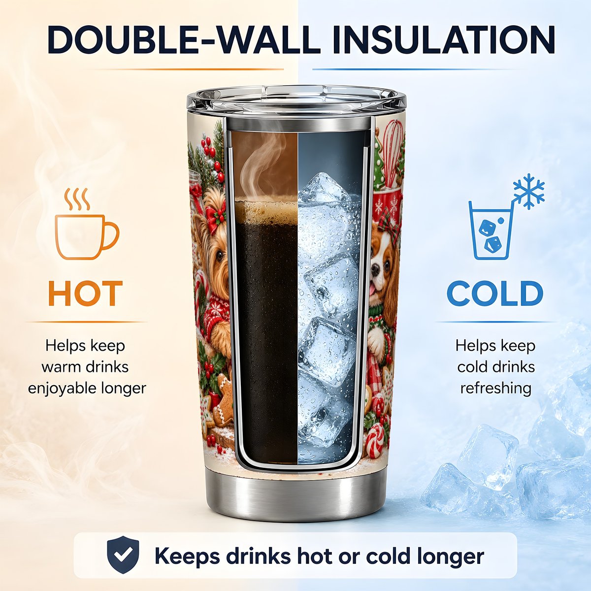 Christmas Baking Dogs Tumbler 20oz, Holiday Cookies Design