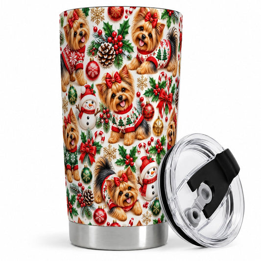 Christmas Yorkie Pattern Tumbler 20oz