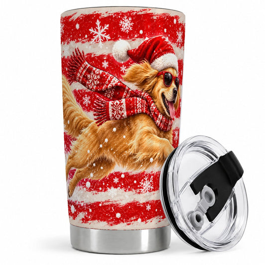 Christmas Golden Retriever Tumbler 20oz, Festive Dog Artwork