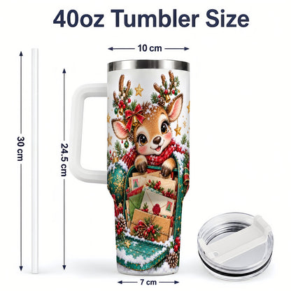 #pl[40oz|White] Christmas Reindeer Tumbler 40oz, Holiday Mailbox