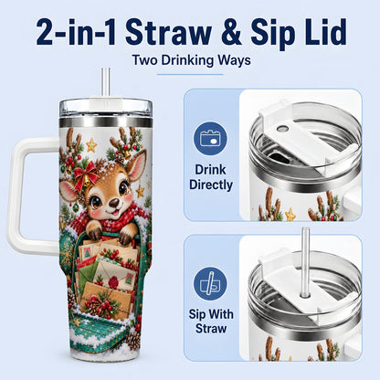 #pl[40oz|White] Christmas Reindeer Tumbler 40oz, Holiday Mailbox