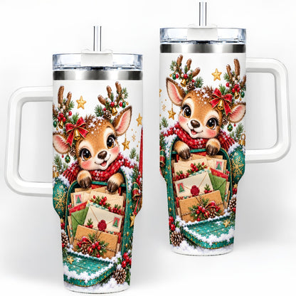 Christmas Reindeer Tumbler 40oz, Holiday Mailbox