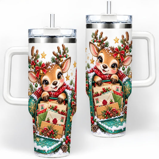 Christmas Reindeer Tumbler 40oz, Holiday Mailbox