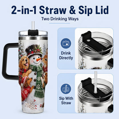 #pl[40oz|Black] Christmas Snowman and Animal Friends Tumbler 40oz