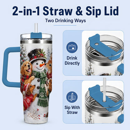 #pl[40oz|Blue] Christmas Snowman and Animal Friends Tumbler 40oz