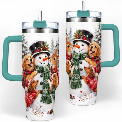 #pl[40oz|Green] Christmas Snowman and Animal Friends Tumbler 40oz
