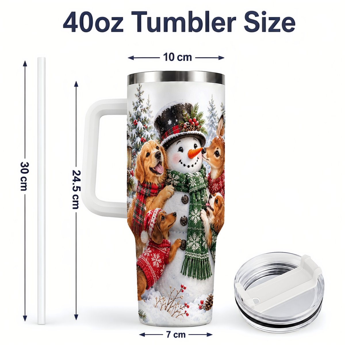 #pl[40oz|White] Christmas Snowman and Animal Friends Tumbler 40oz